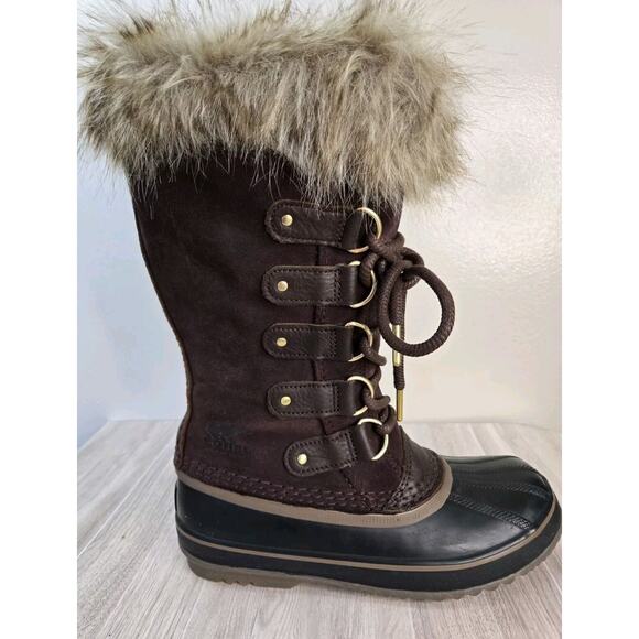 Sorel Joan Of Arctic Brown Suede Boot Cattail Fur Lined Waterproof Size 6.5 NWOT - Picture 3 of 10